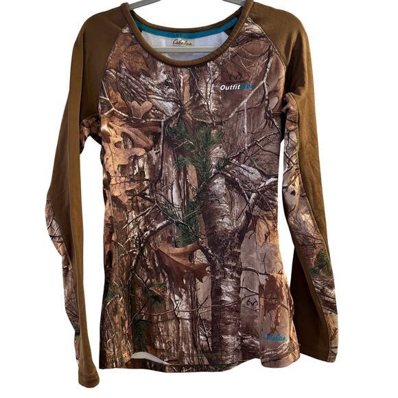 Cabela's Camo OutfitHer Long sleeve thermal top SZ M Women Hunt Country Camp - Picture 1 of 6
